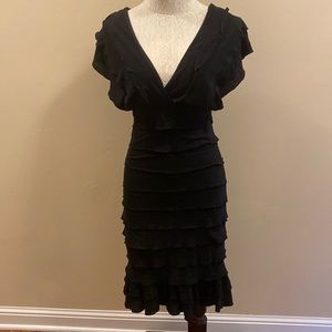 Black sexy ruffled lined dress